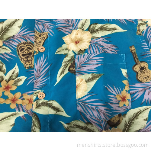 Polyester print hawaiian shirt